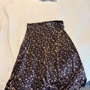 CeCe Black Floral A-Line Skirt